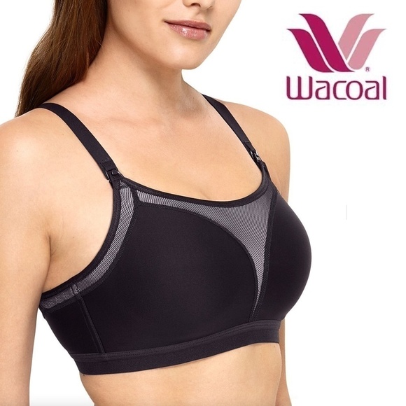 WACOAL Bra Maternity Sport Nursing Black 38C Nylon & Lycra - Picture 8 of 10